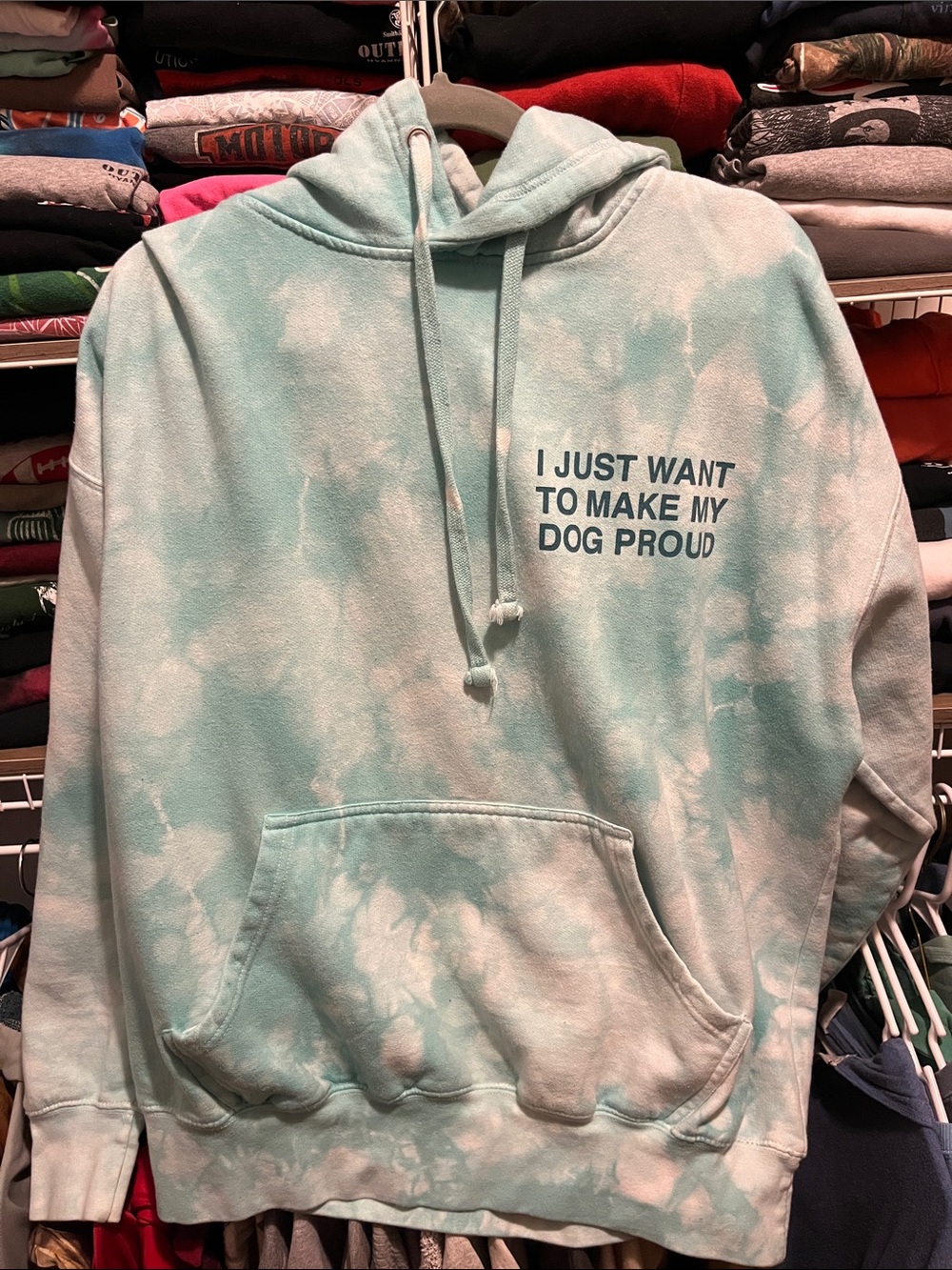 Tie-Dye Mint Dog Lover Hoodie with Statement Text